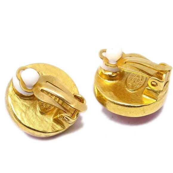 Chanel Stone Button Earrings Clip-On Pink 97P - Picture 3 of 4